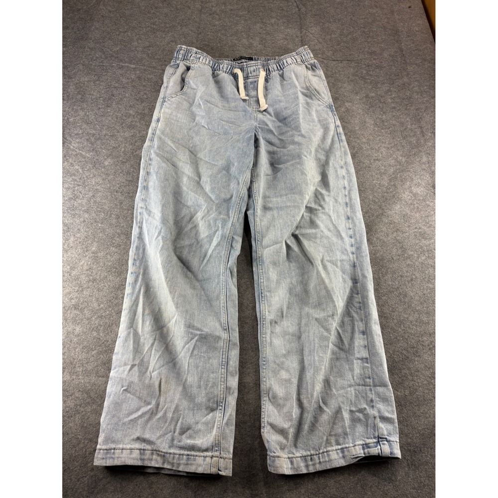 Gap Denim High Rise Wide-Leg Pull On Jeans Light Wash Small Elastic Waist SEE